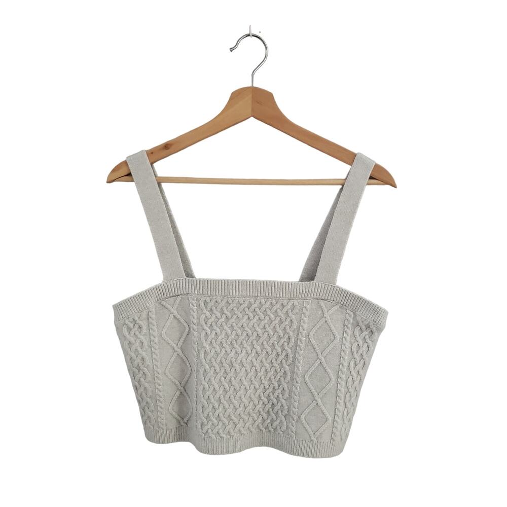 H&M Women's Gray Lightweight Spaghetti Strap Crop Top Size L